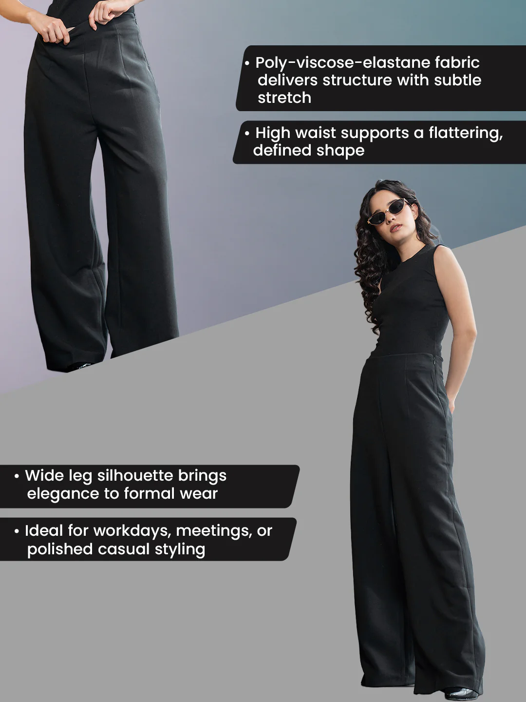 Womens High Waist Wide Leg Trouser - Image 2
