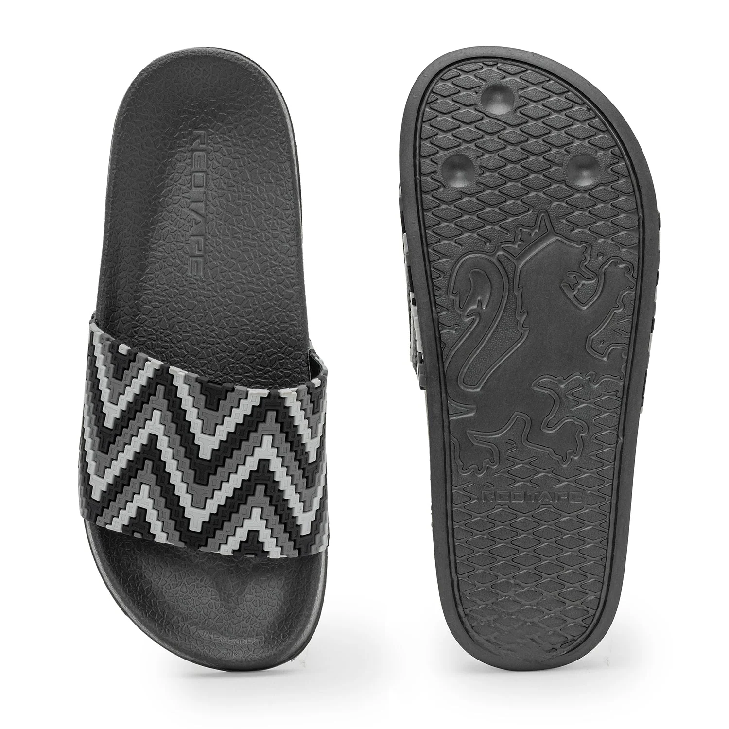 Womens Sliders in Black and White | Casual Pool Sliders - Image 5