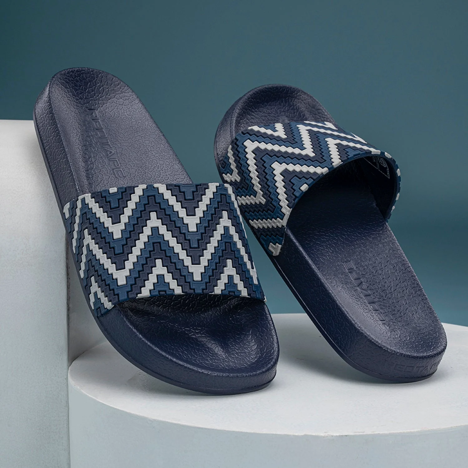 Womens Sliders in Blue and White | Casual Pool Sliders - Image 6