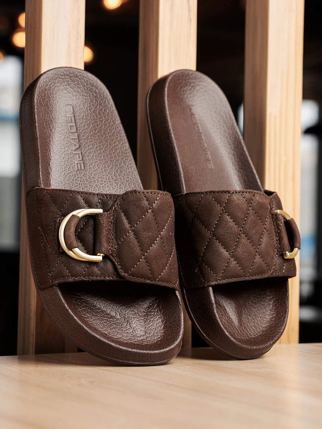 Womens Sliders in Brown | Casual Pool Sliders - Image 6