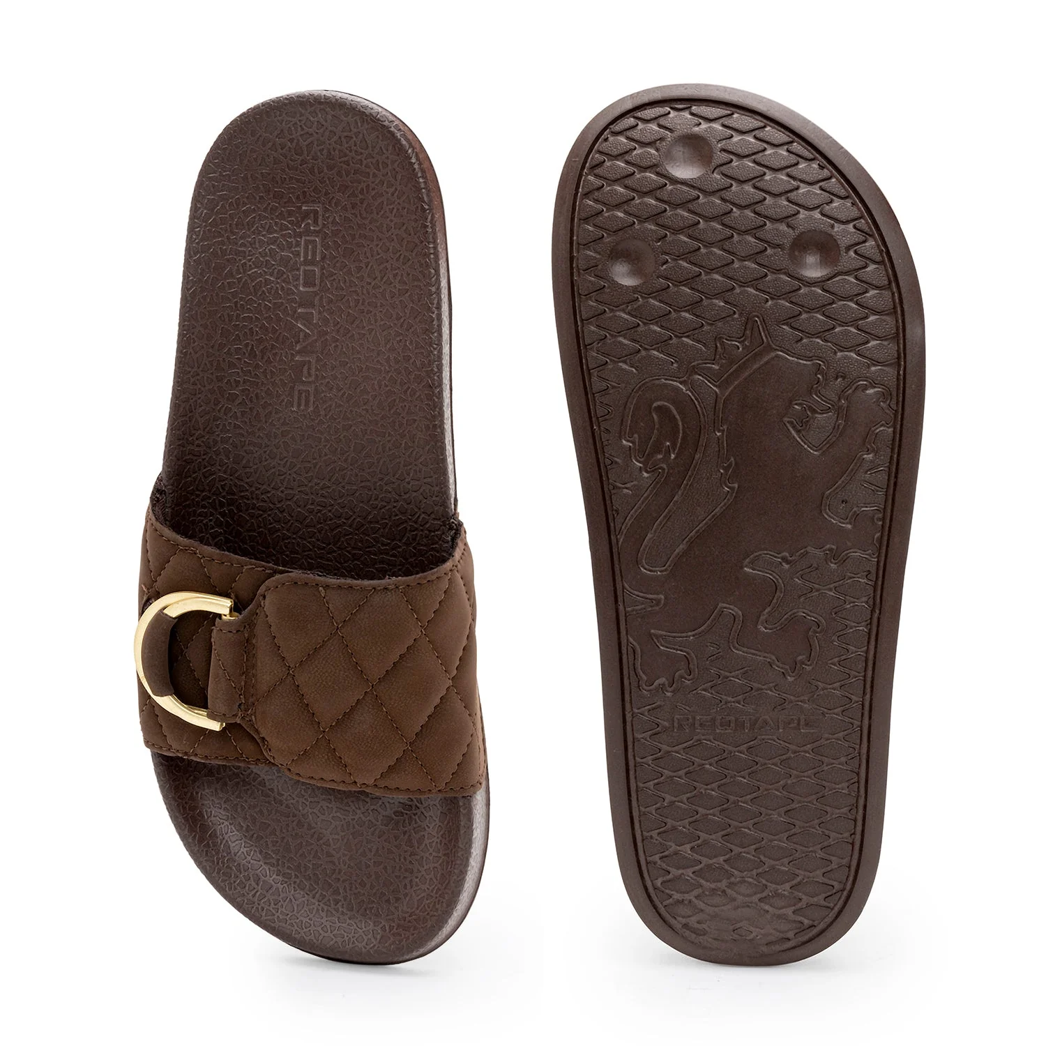 Womens Sliders in Brown | Casual Pool Sliders - Image 4
