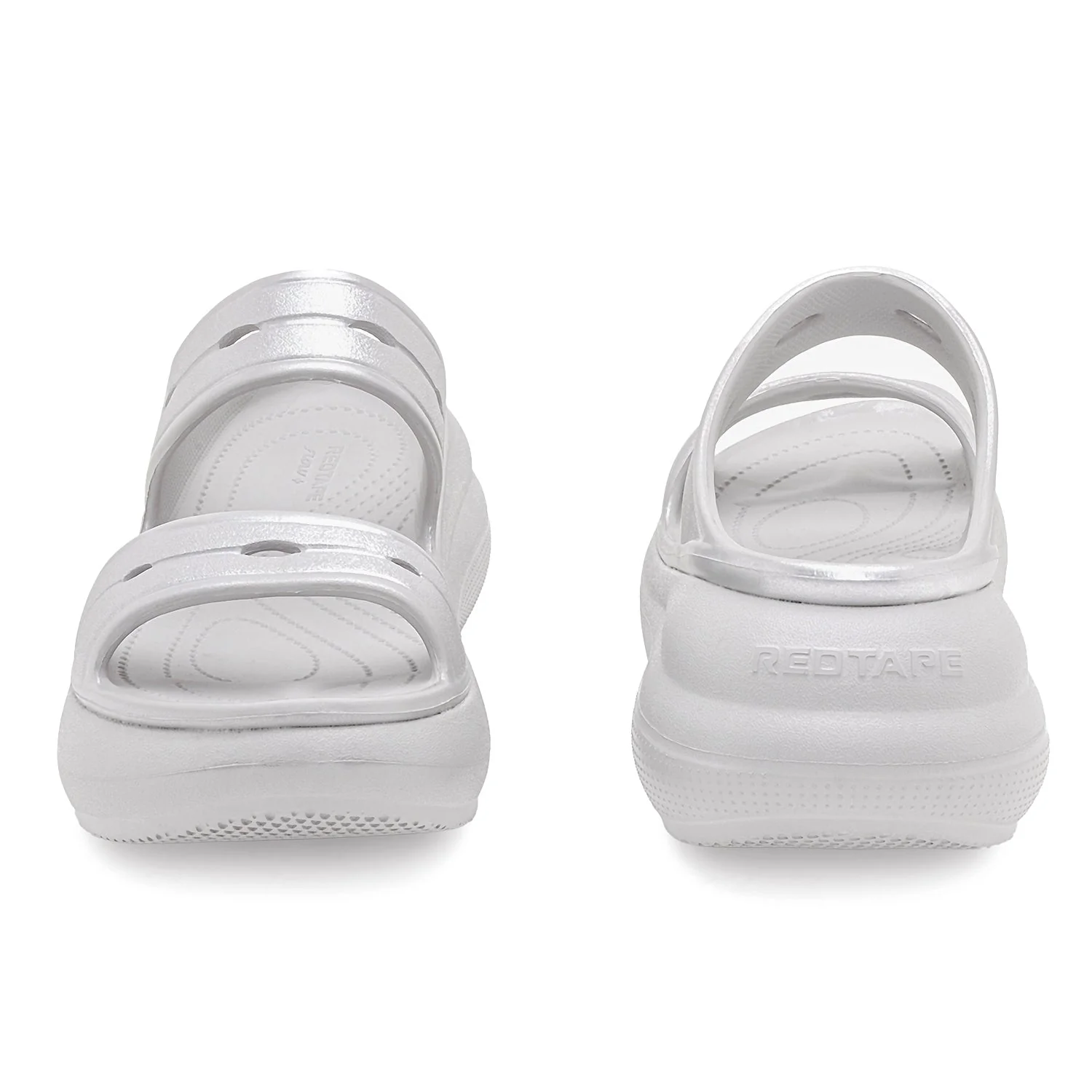 Womens Sliders in Metallic Ice Grey | Casual Pool Sliders - Image 4