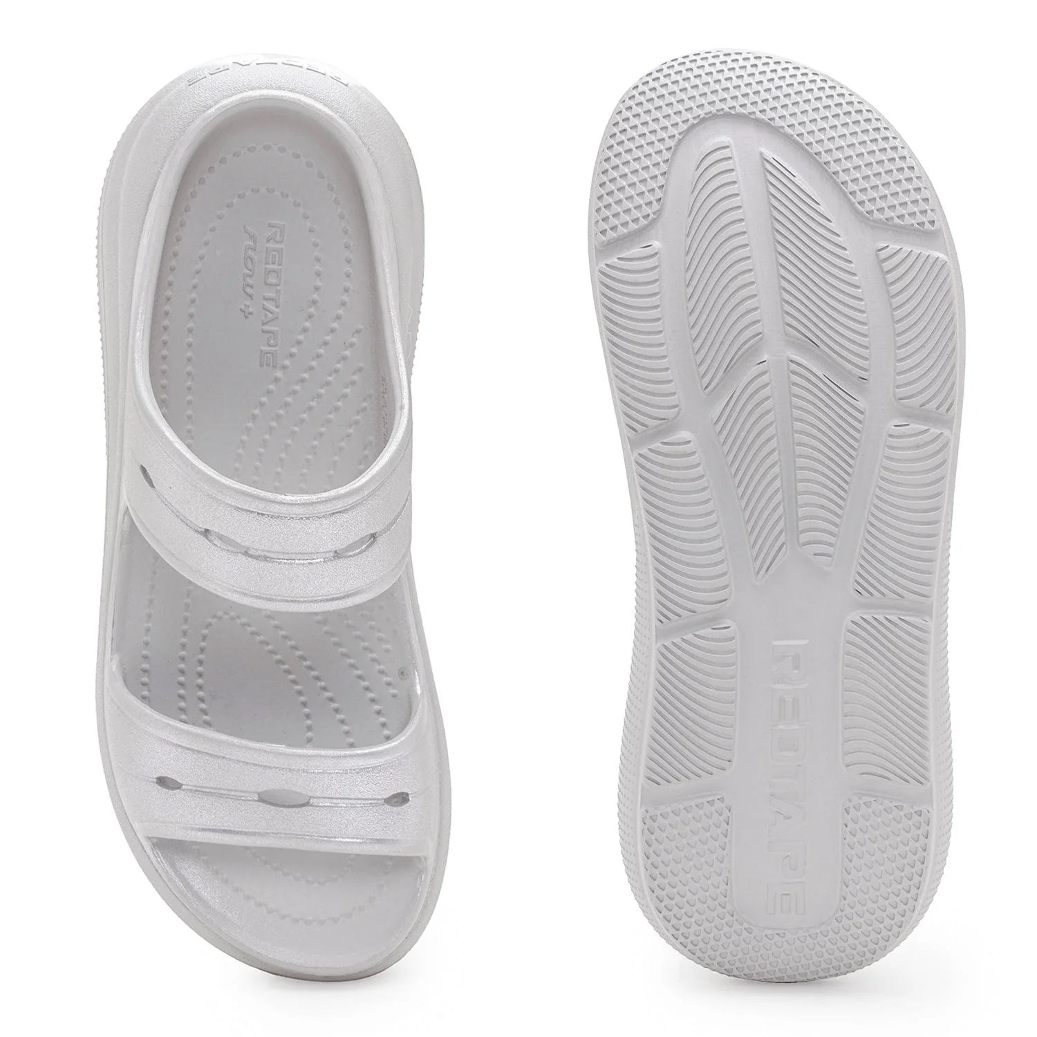 Womens Sliders in Metallic Ice Grey | Casual Pool Sliders - Image 5