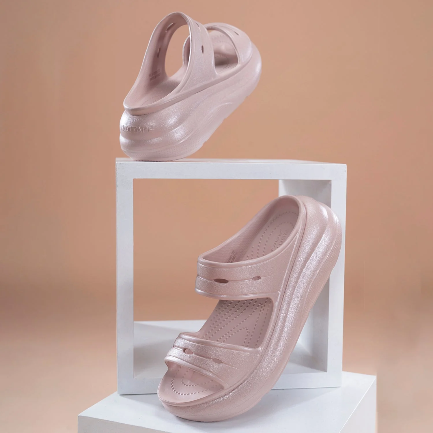 Womens Sliders in Metallic Pink | Casual Pool Sliders - Image 6