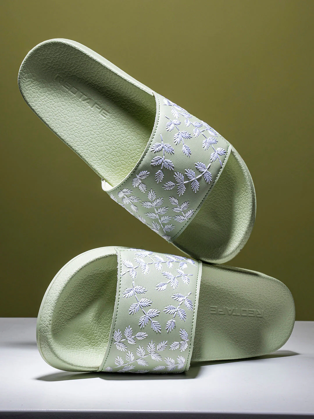 Womens Sliders in Sage Green | Casual Pool Sliders - Image 6