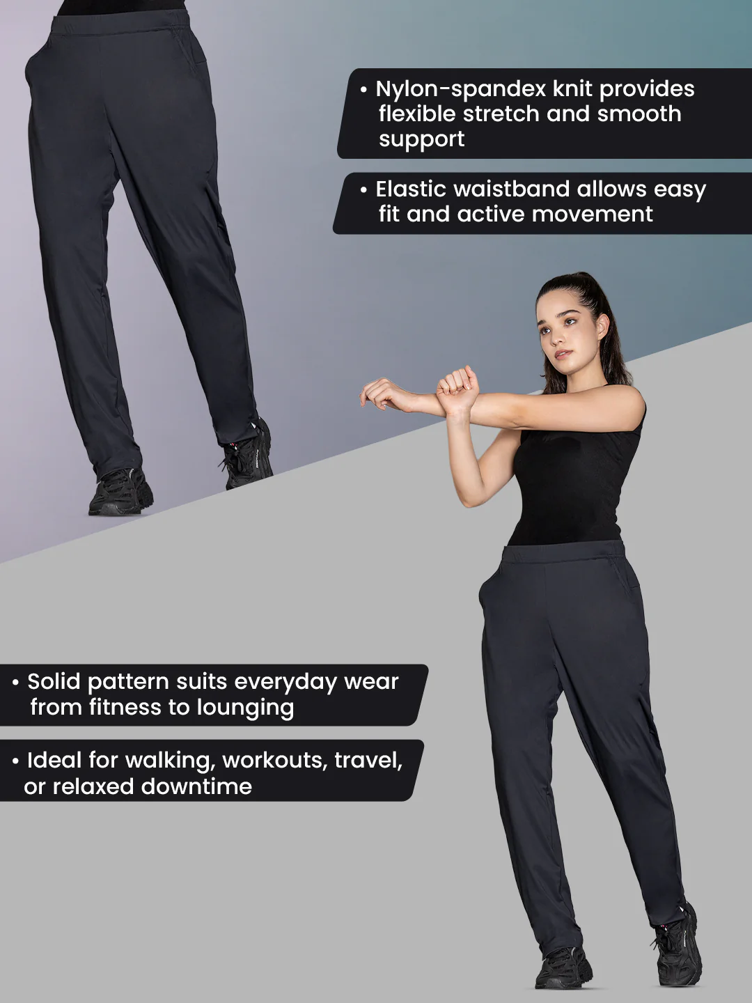 Womens Solid Active Pant - Image 2