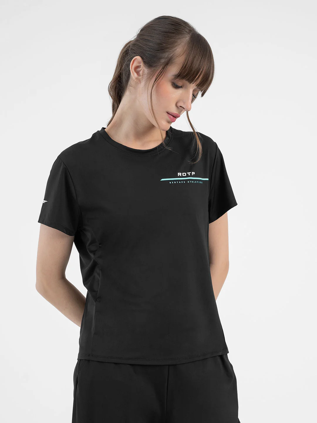 Black Activewear T-Shirt for Women - Image 3