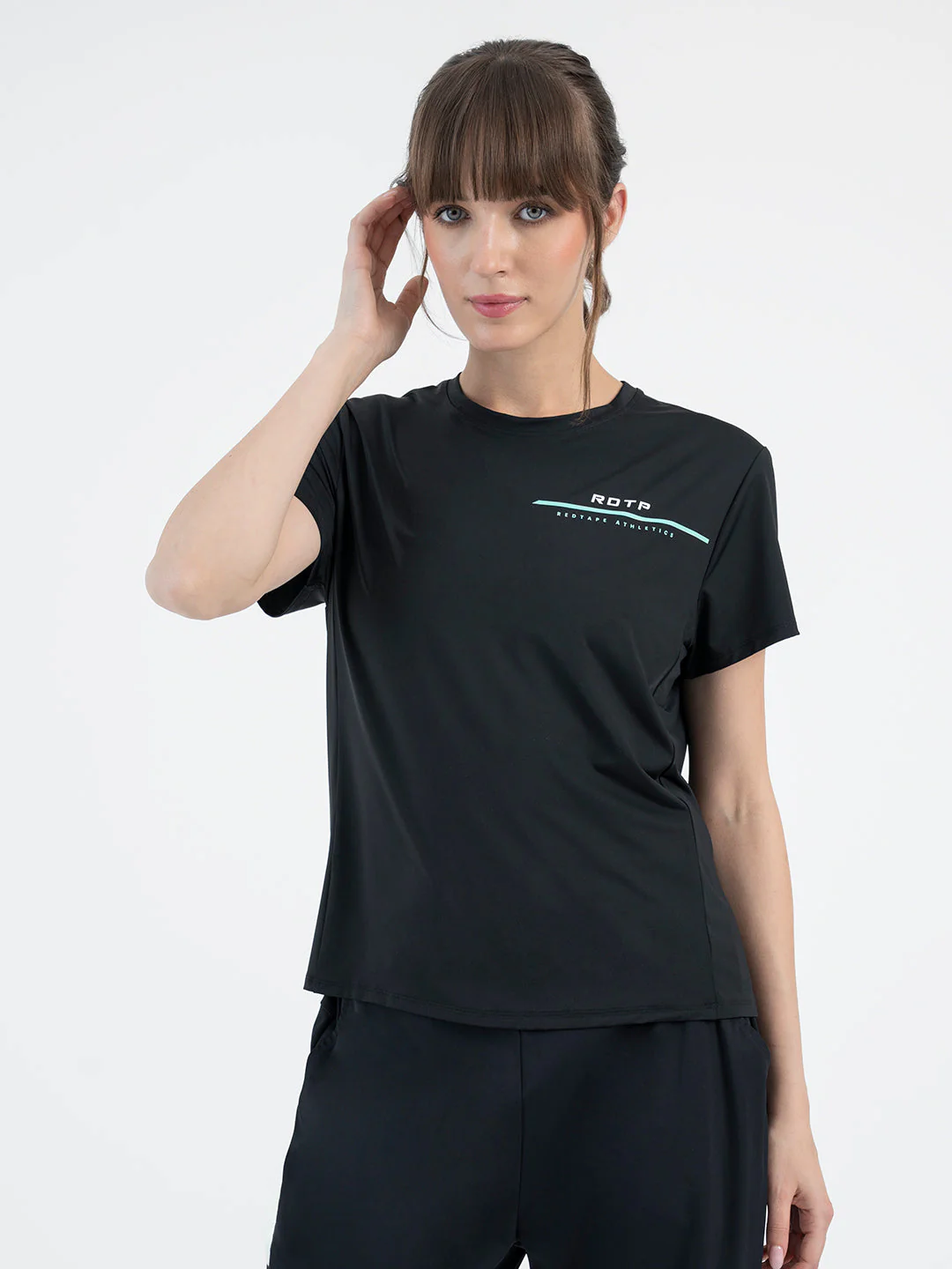 Black Activewear T-Shirt for Women - Image 7