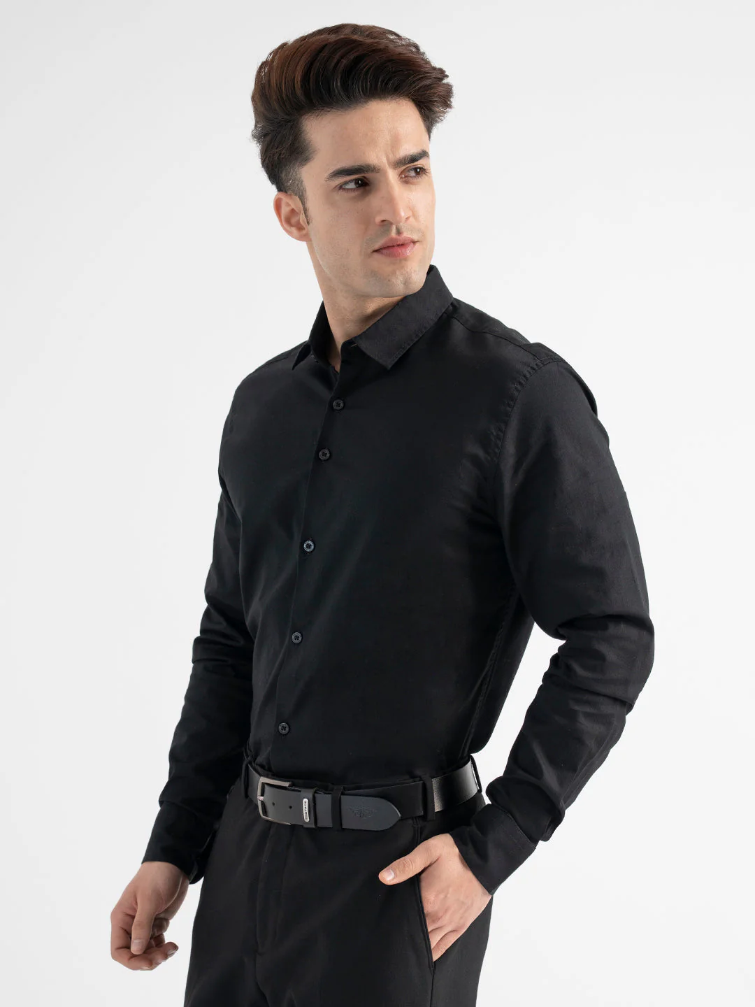 Black Shirt for Men | Formal Dobby Shirt - Image 2