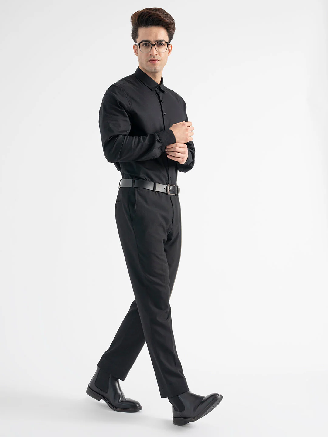 Black Shirt for Men | Formal Dobby Shirt - Image 5