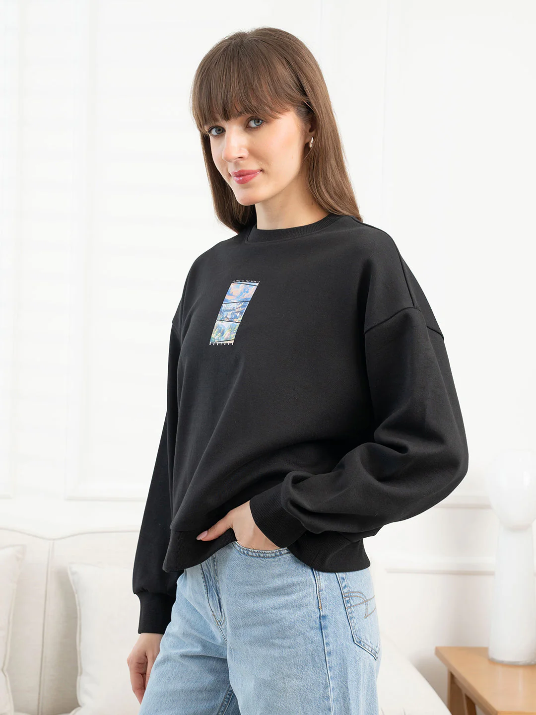 Black Sweatshirt for Women - Image 2