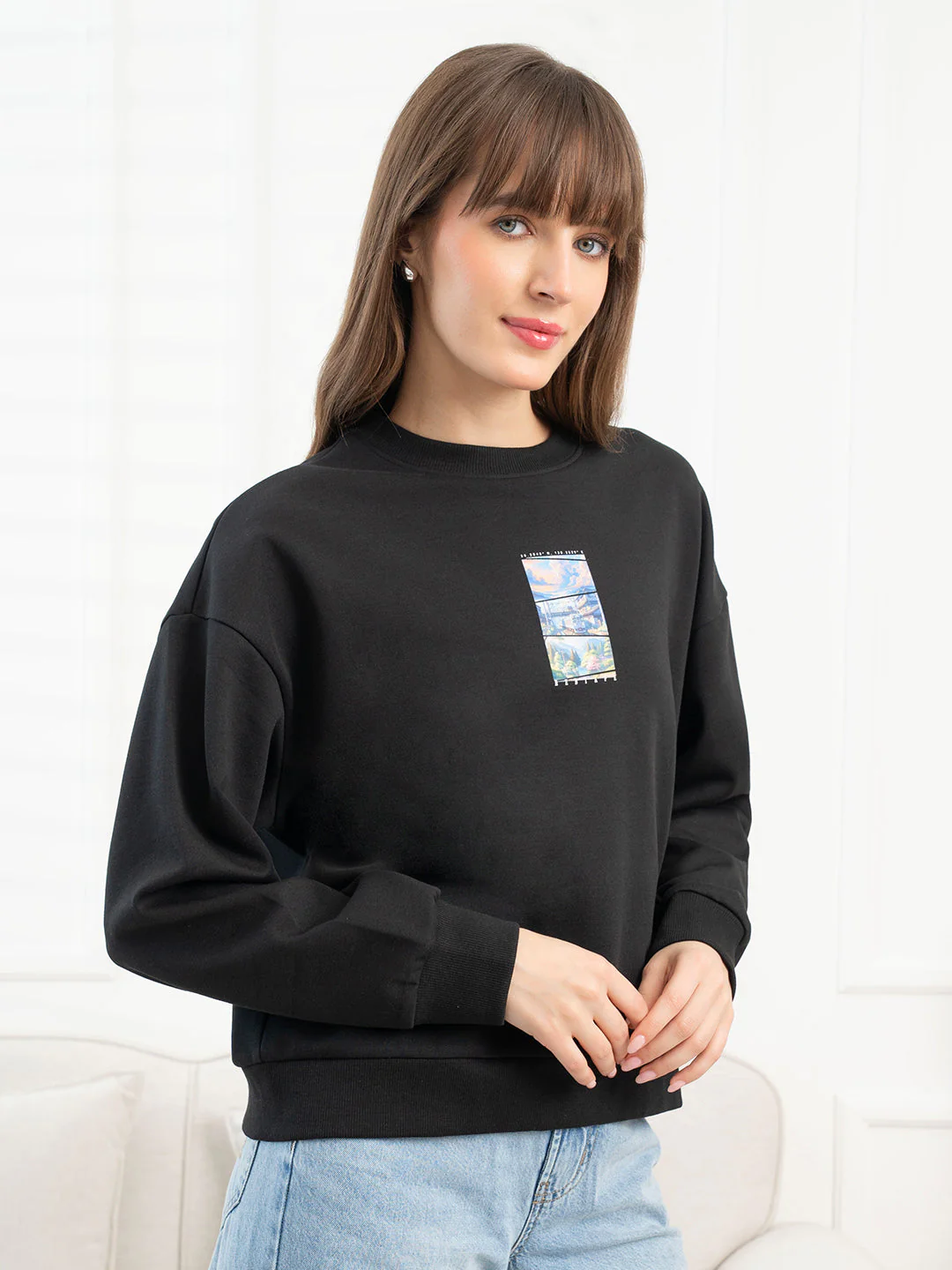 Black Sweatshirt for Women - Image 3
