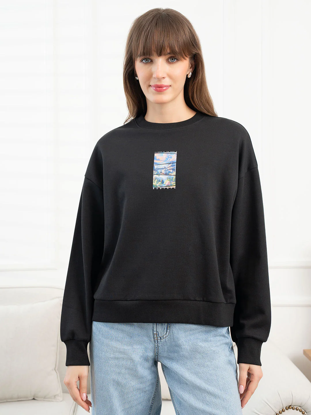 Black Sweatshirt for Women - Image 8