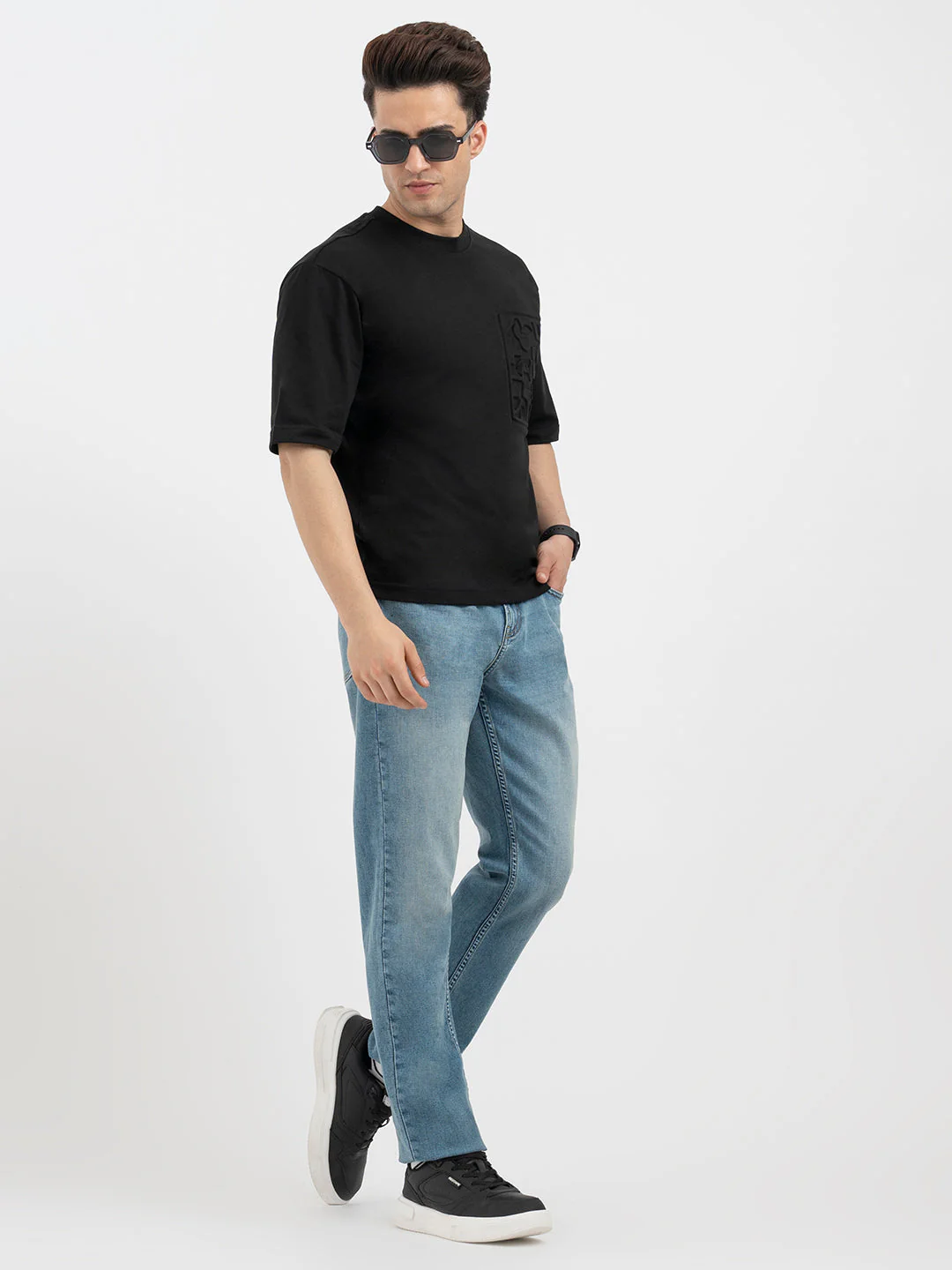 Red Tape Black T-Shirt for Men - Image 5