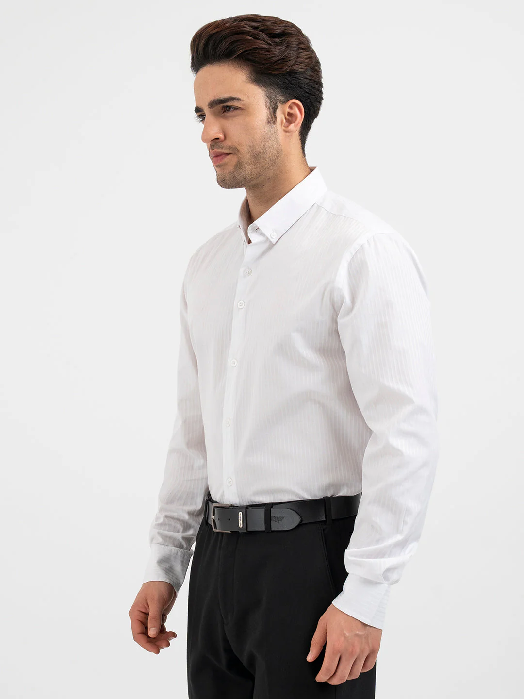 Red Tape Dobby Striped White Shirt for Men - Image 2
