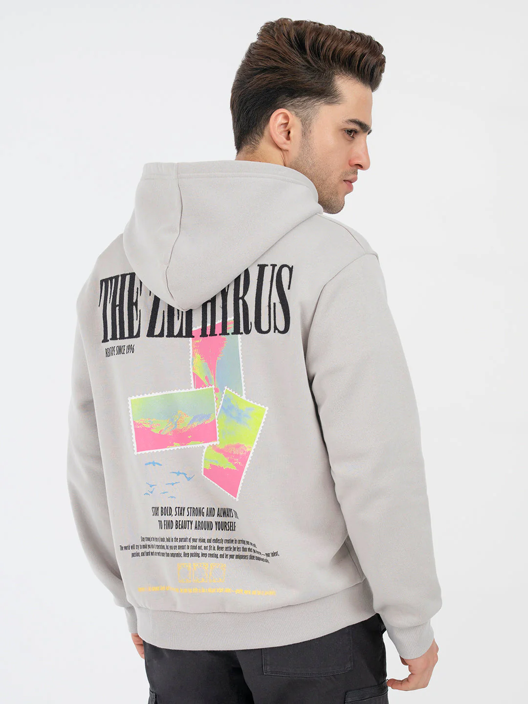 Ice Grey Graphic Hoodie for Men | Everyday Comfort - Image 3