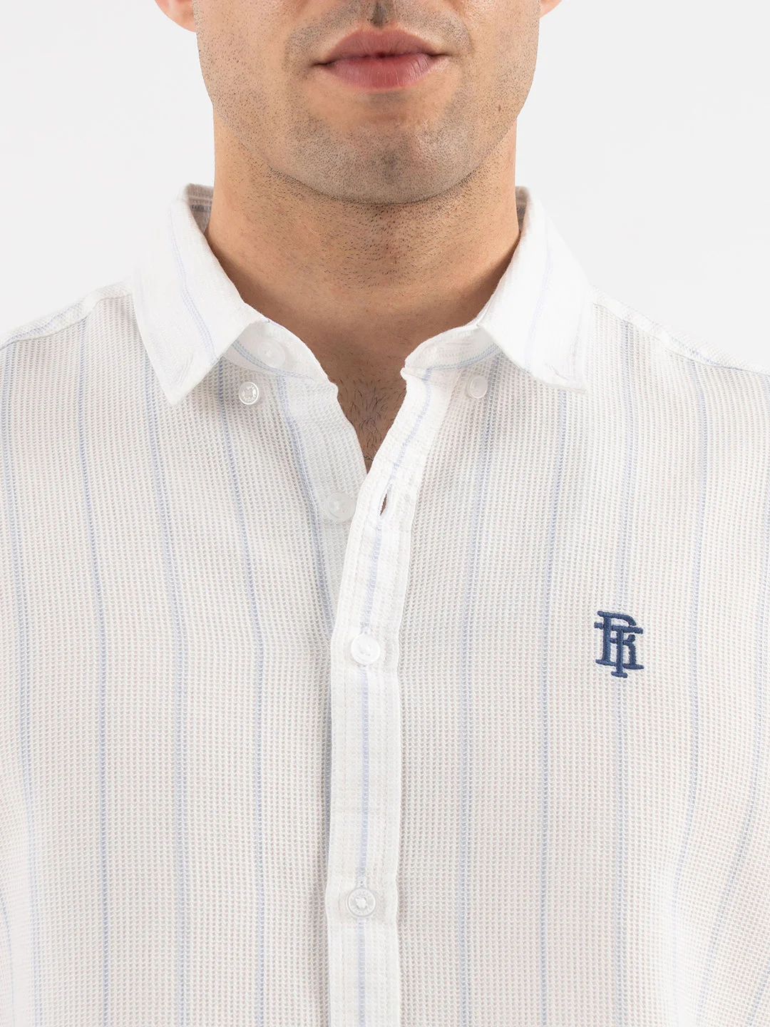 Menâ€™s Sky Blue Casual Stripe Shirt - Image 4