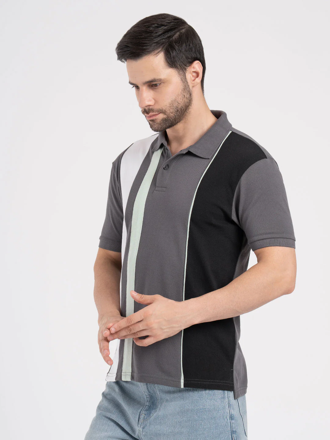 Mens Cut & Sew Polo T-Shirt - Image 2
