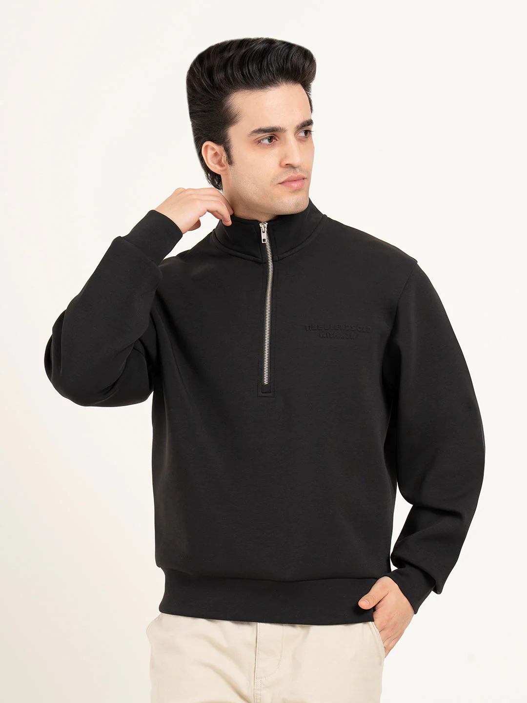 Men's Embossed Half-Zip Sweatshirt - Image 2
