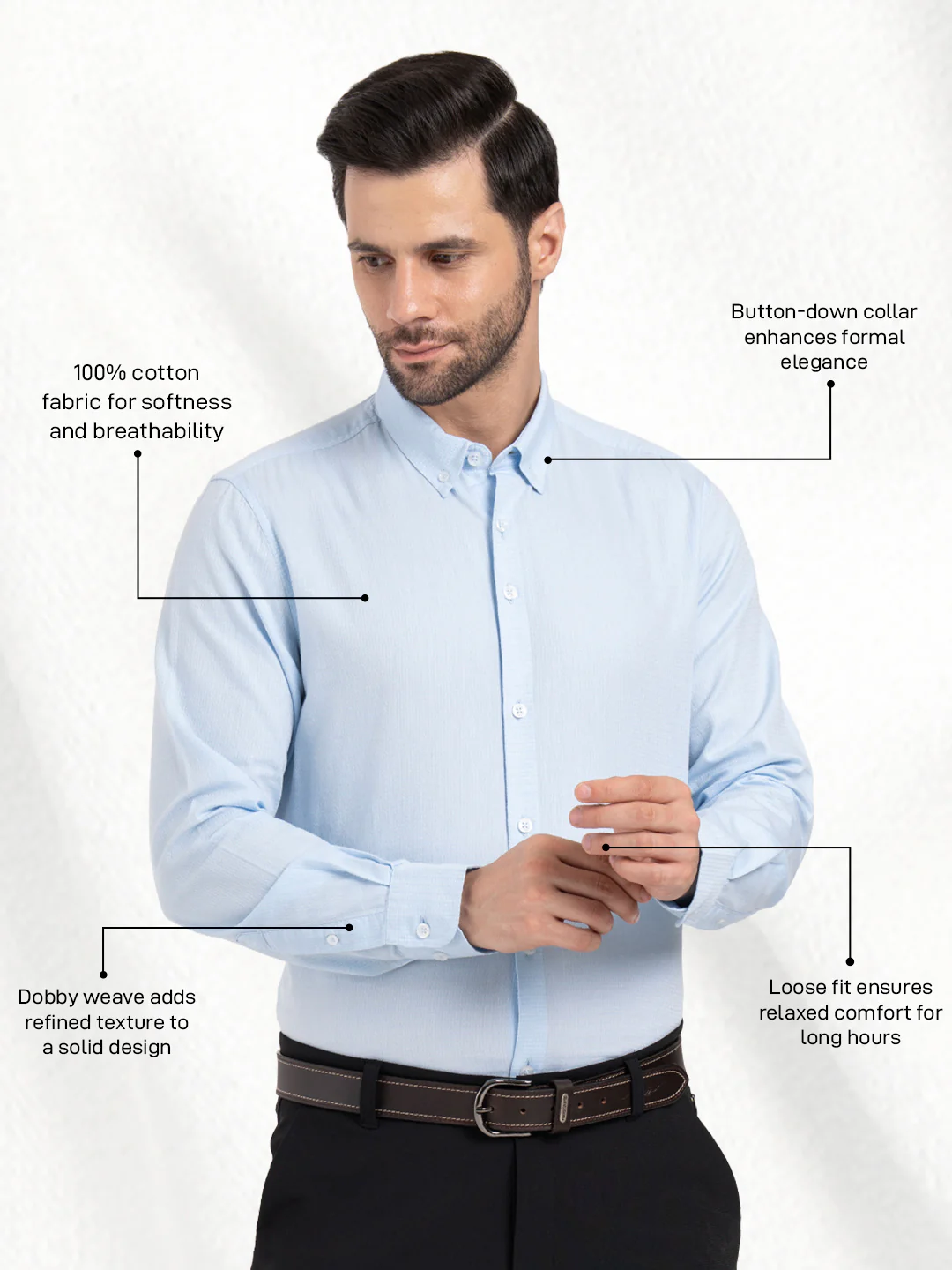 Mens Full Sleeve Dobby Shirt - Image 2