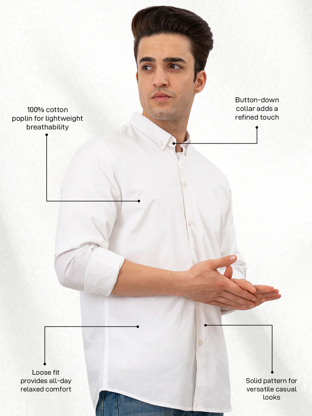 Mens Full Sleeve Solid Poplin Shirt - Image 3