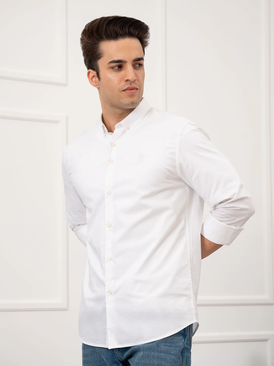 Mens Full Sleeve Solid Poplin Shirt - Image 4