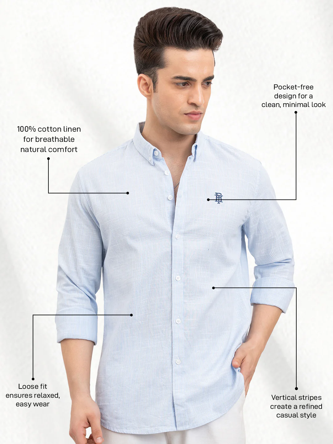 Mens Full Sleeve Stripe Shirt - Image 3