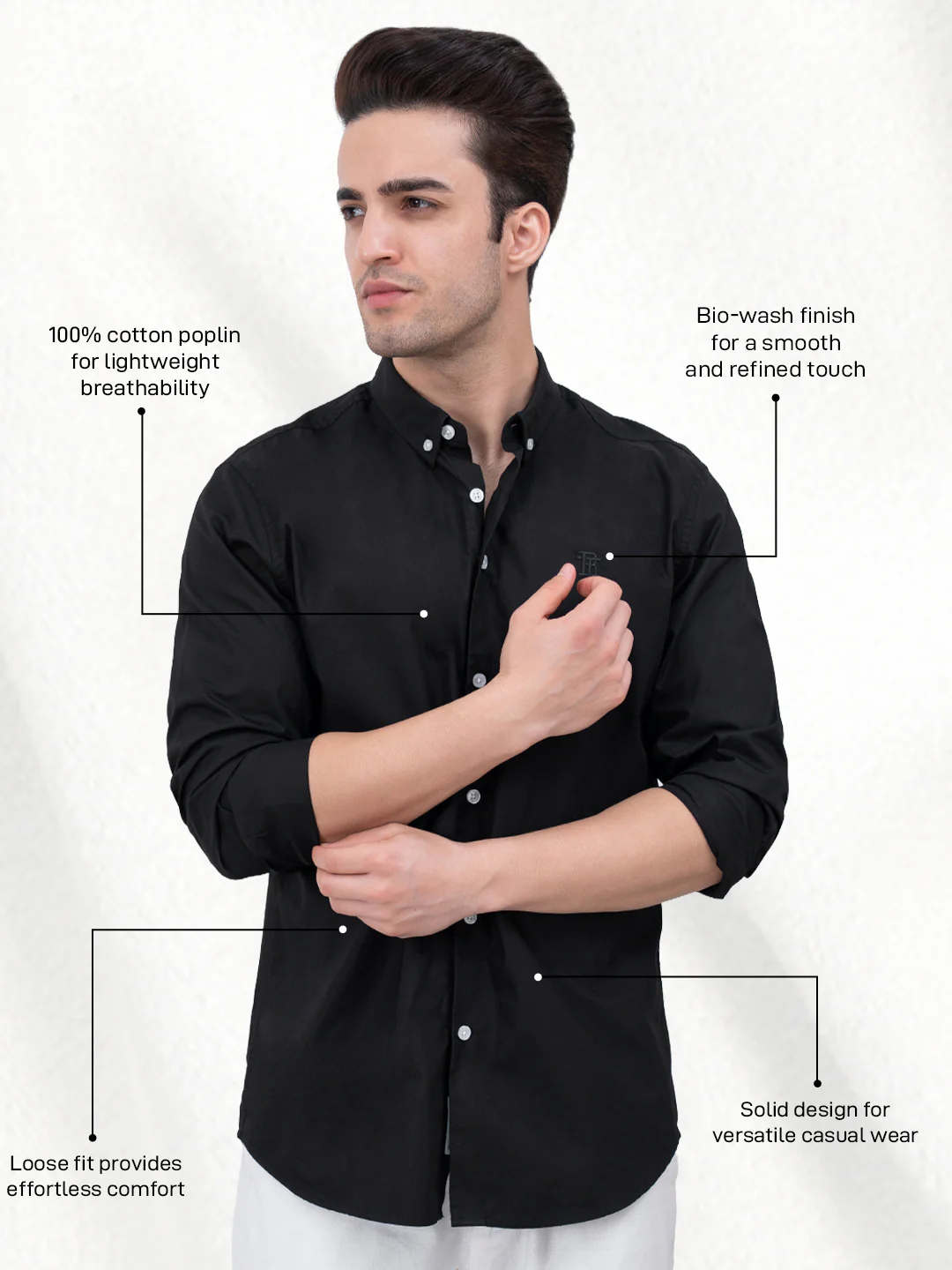 Mens Full Sleeve Poplin Solid Shirt - Image 2