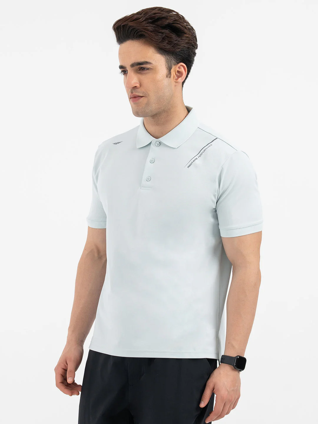 Red Tape Menâ€™s Sky Blue Athleisure Polo T-Shirt - Image 2
