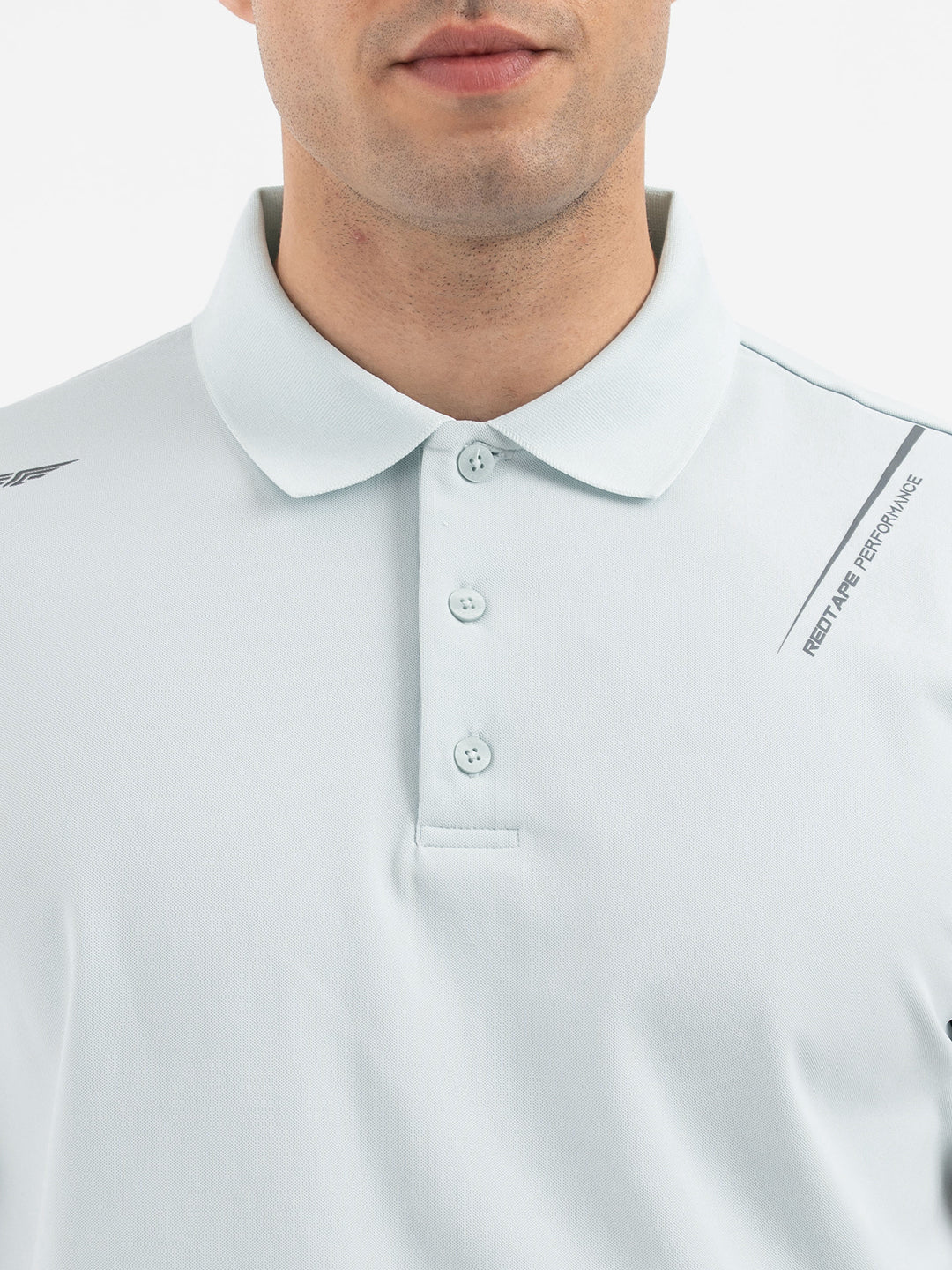 Red Tape Menâ€™s Sky Blue Athleisure Polo T-Shirt - Image 4
