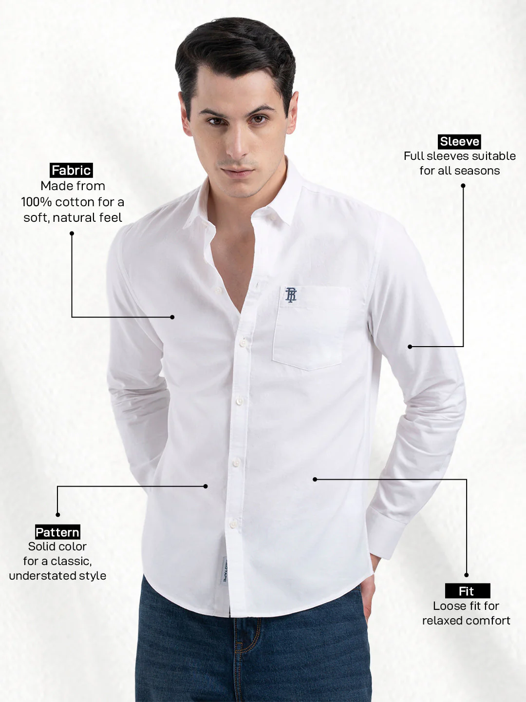 Oxford Solid Shirt for Men - Image 2