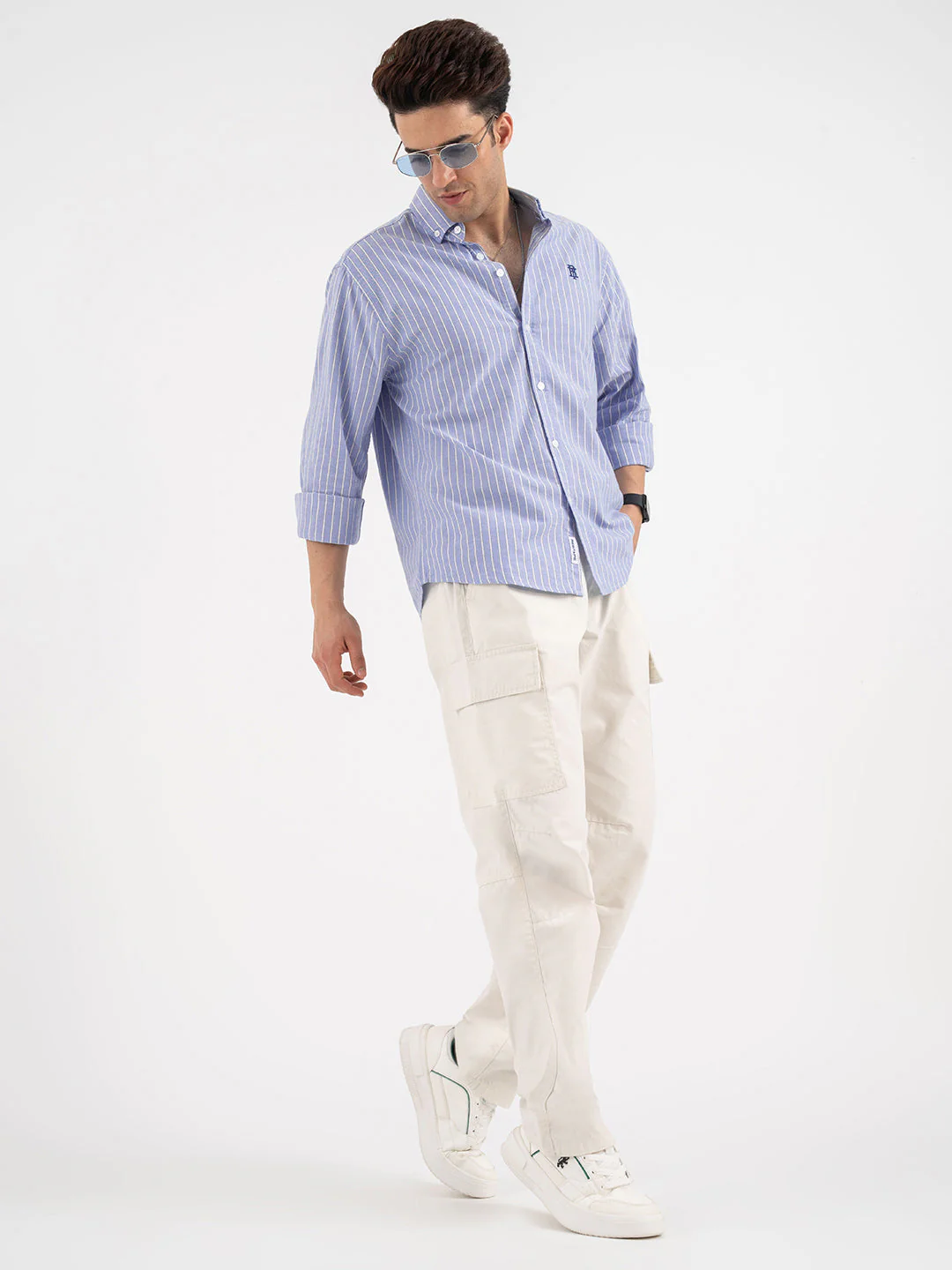 Red Tape Striped Blue Shirt for Men - Image 5