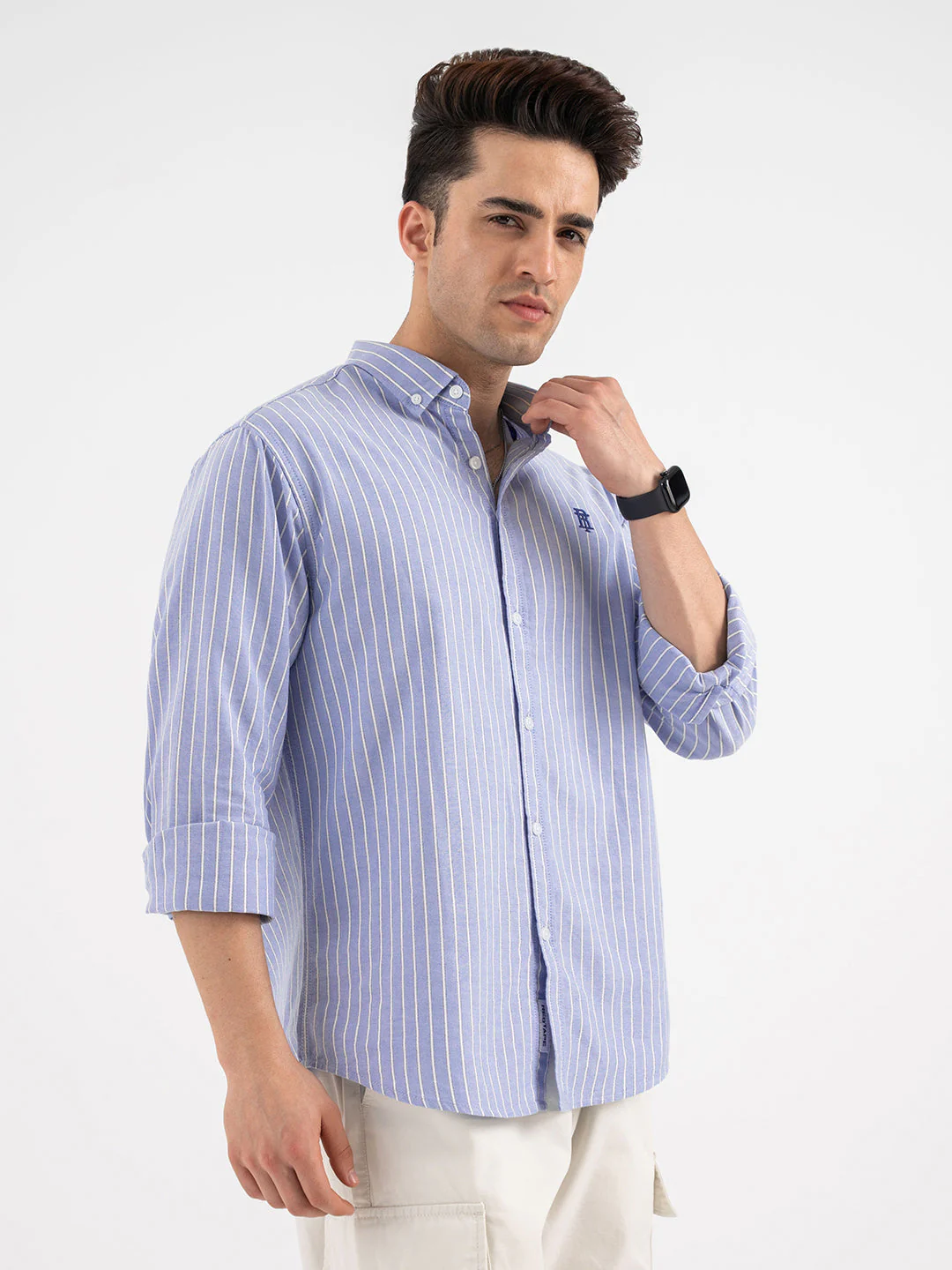 Red Tape Striped Blue Shirt for Men - Image 6