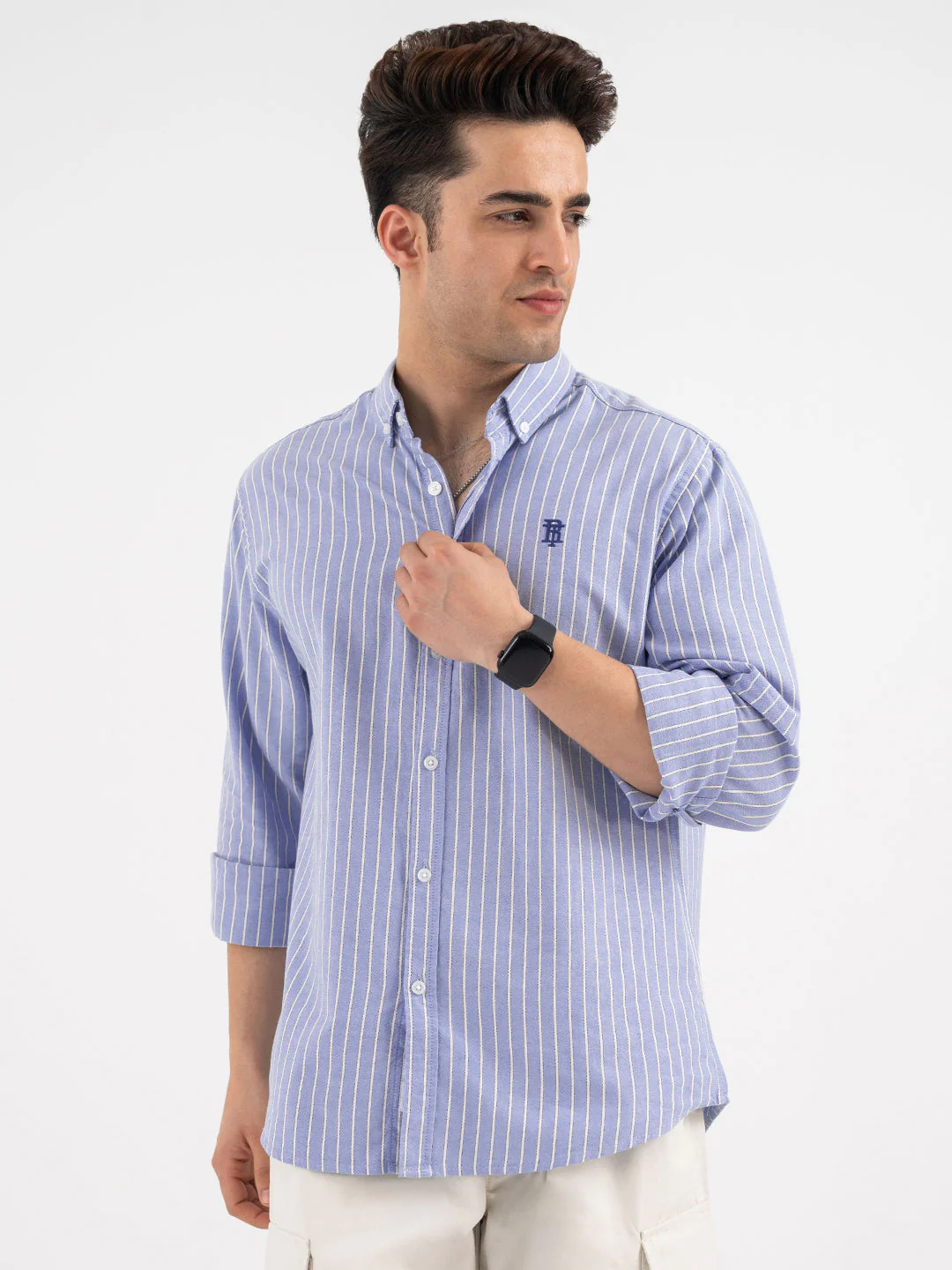 Red Tape Striped Blue Shirt for Men - Image 7