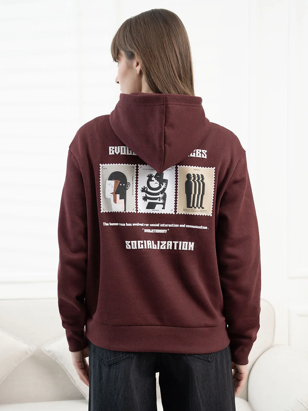 Womenâ€™s Dark Maroon Hoodie - Image 4