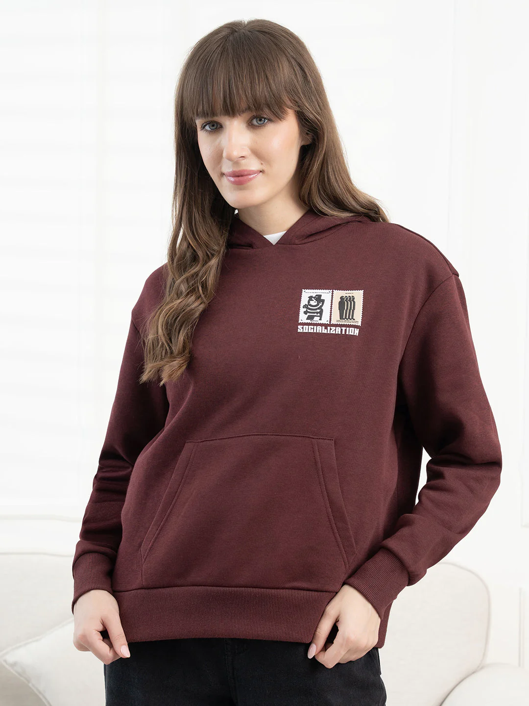Womenâ€™s Dark Maroon Hoodie - Image 7