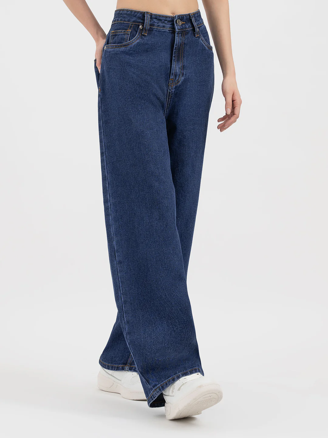 Womenâ€™s Mid Blue Baggy Jeans - Image 7