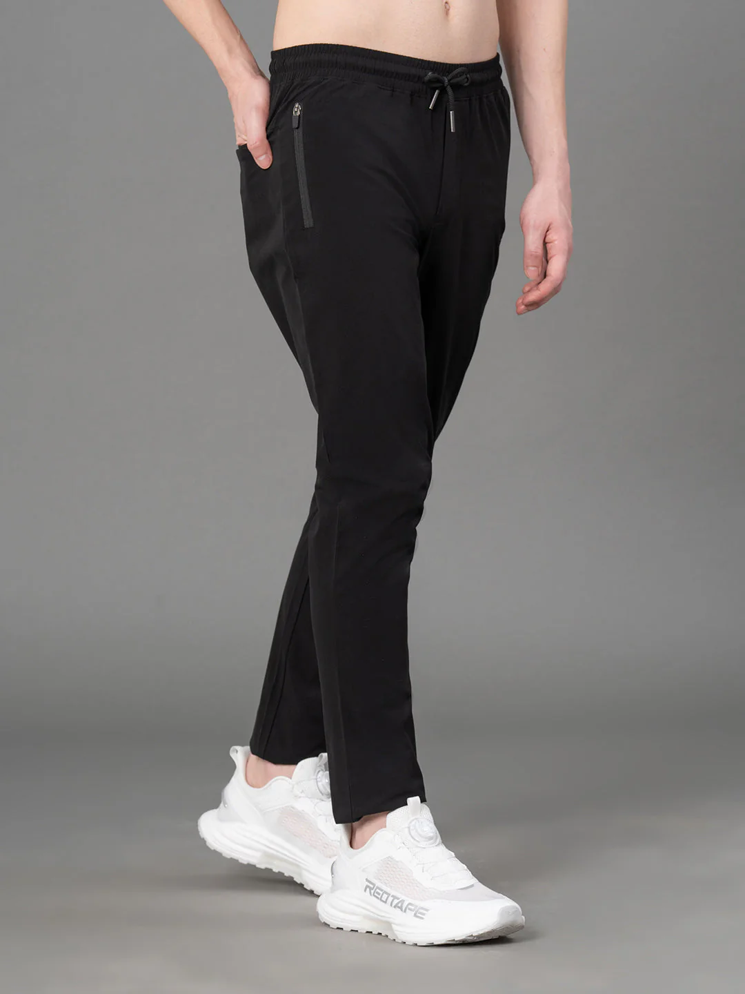 Black Activewear Trackpants For Men - Image 2