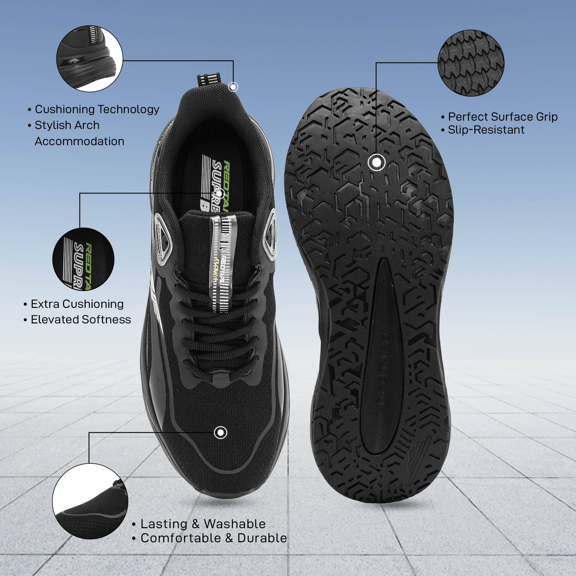 RedTape Athleisure Shoes for Men |Cultured Round-Toe Shape, Cushioning Technology & Smart Ventilation - Image 7