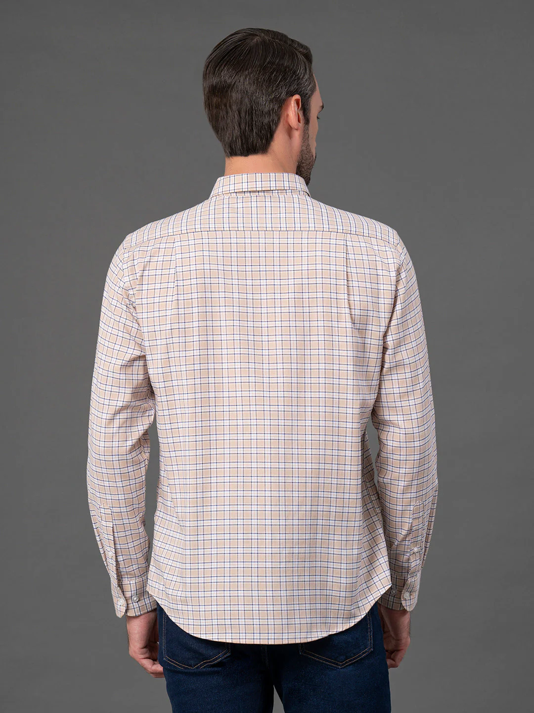 Beige Checked Shirt for Men - Image 3