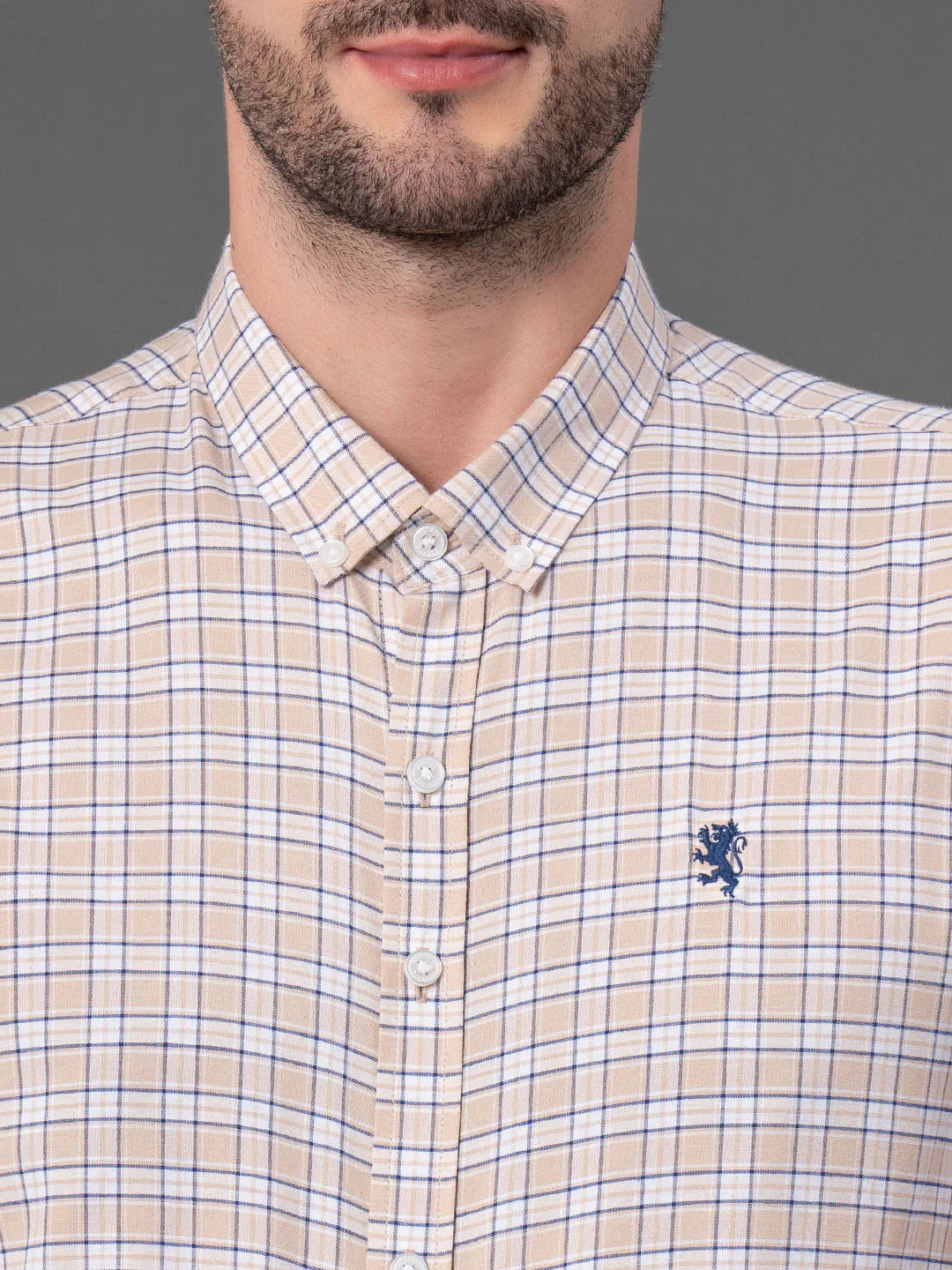 Beige Checked Shirt for Men - Image 4