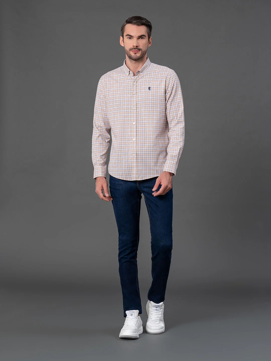 Beige Checked Shirt for Men - Image 5