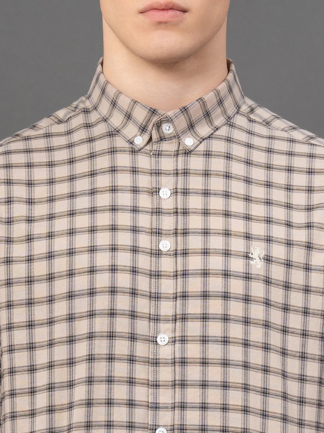 Beige Checked Shirt for Men - Image 4