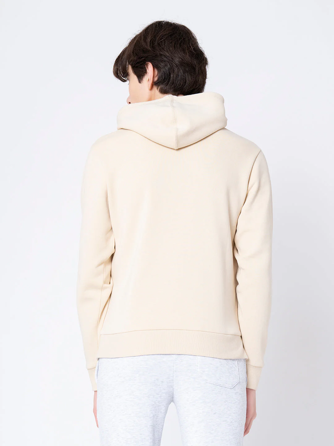 Beige Graphic Hoodie for Men - Image 3