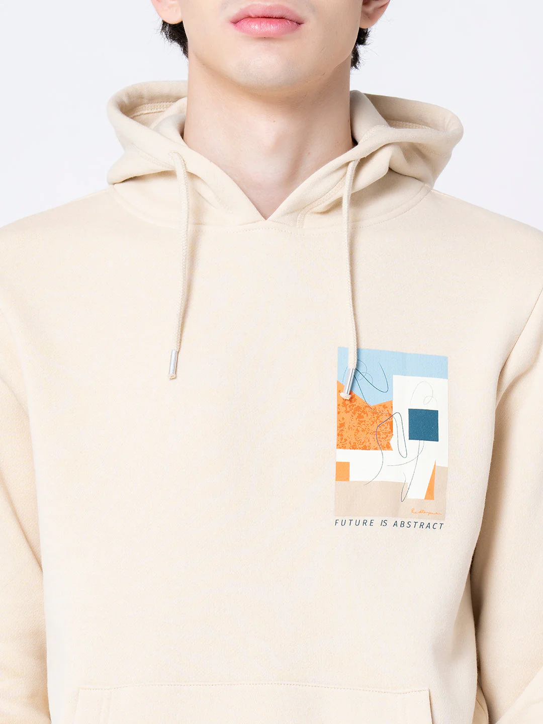 Beige Graphic Hoodie for Men - Image 4