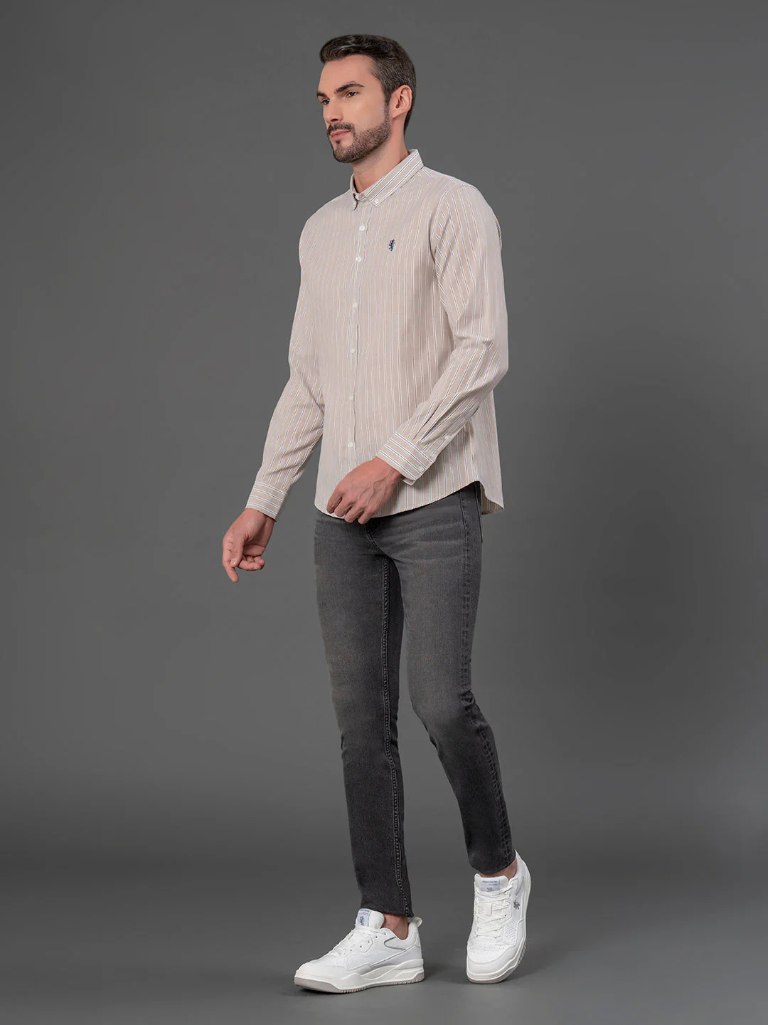 Beige Striped Shirt for Men - Image 5