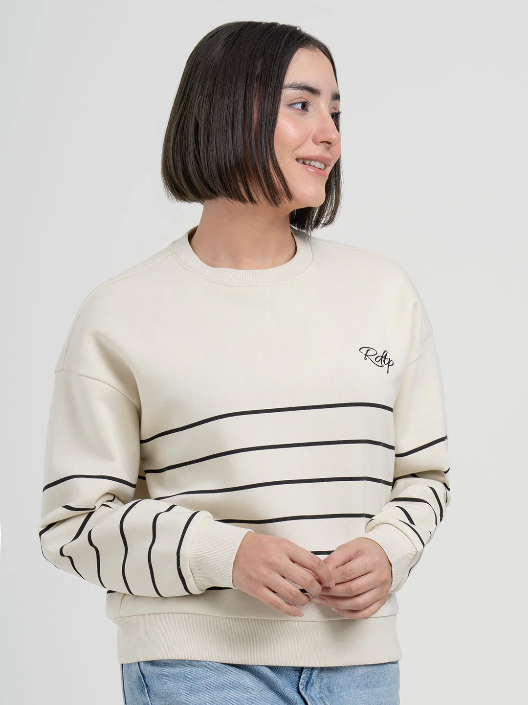 Beige Striped Sweatshirt for Women | Sweatshirt for Everyday Style - Image 4