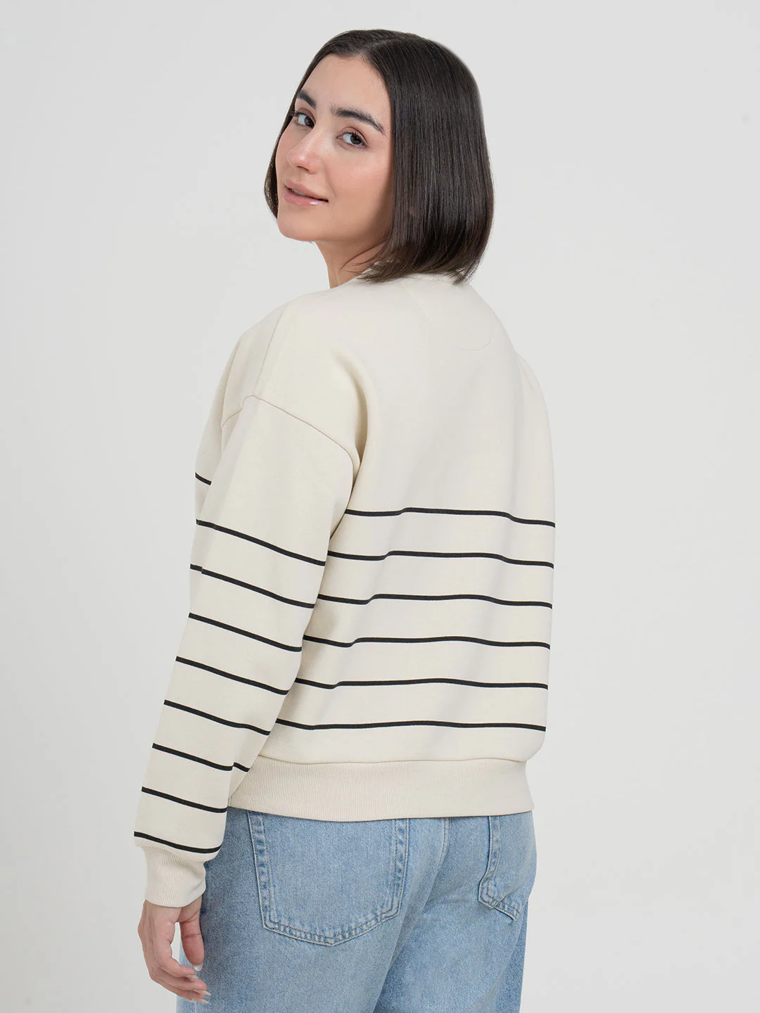Beige Striped Sweatshirt for Women | Sweatshirt for Everyday Style - Image 5