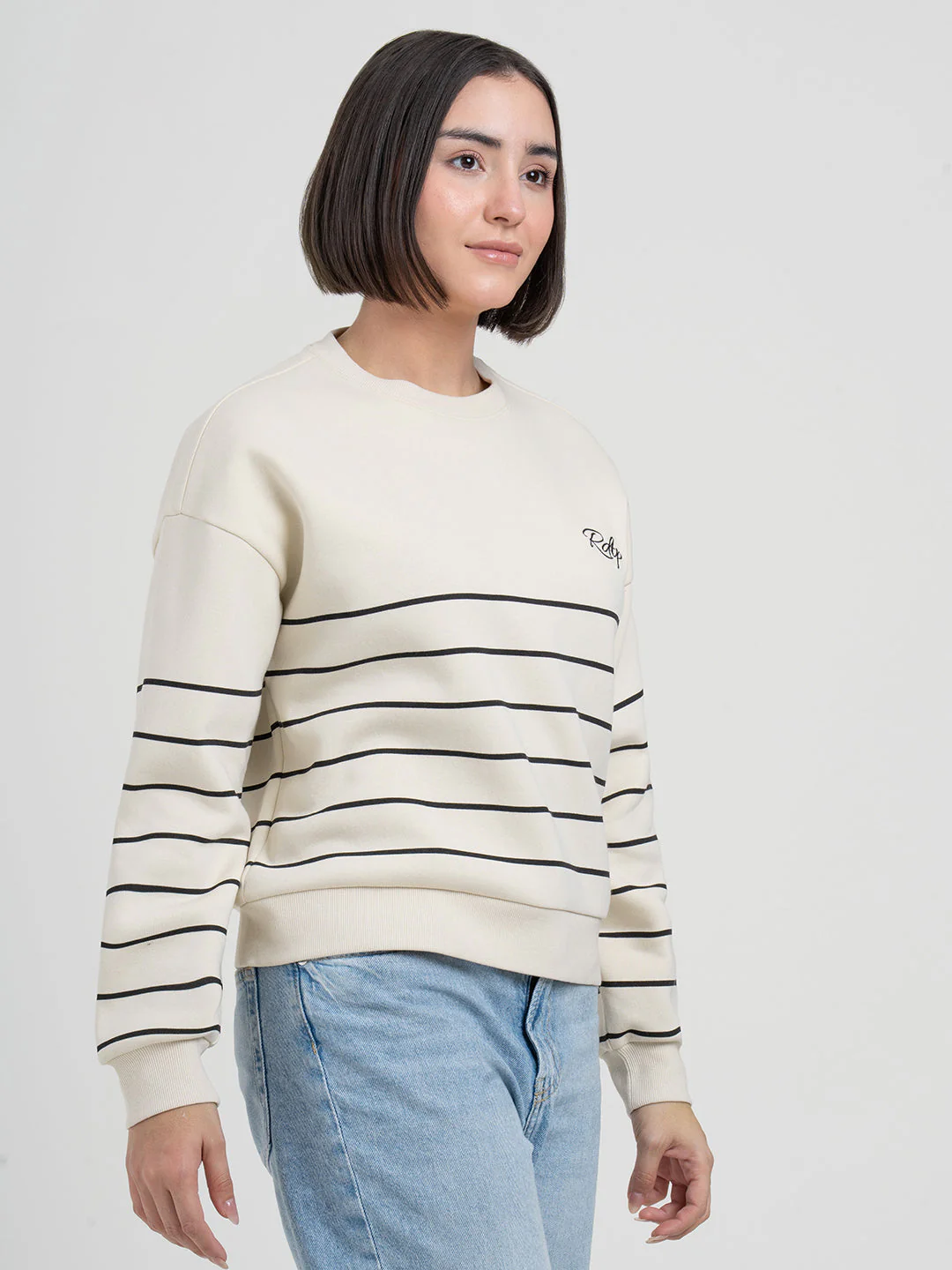 Beige Striped Sweatshirt for Women | Sweatshirt for Everyday Style - Image 7