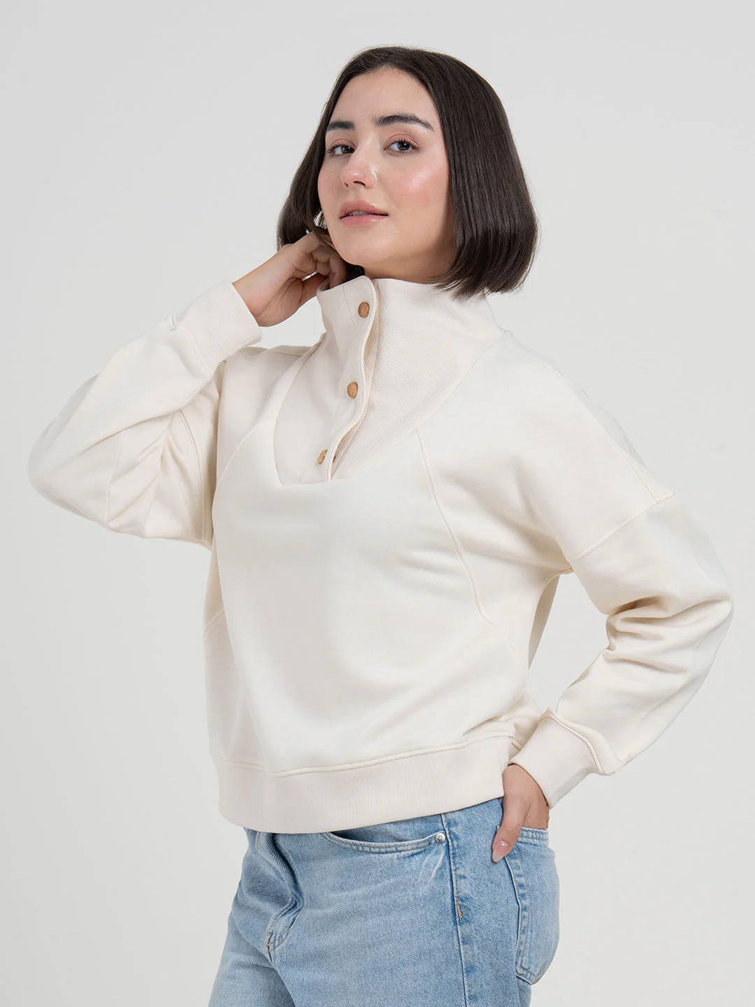 Beige Sweatshirt for Women | For Refined Everyday Look - Image 4